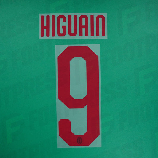 Official Nameset - Ac Milan, Higuain, 2018/2019, Away, Red