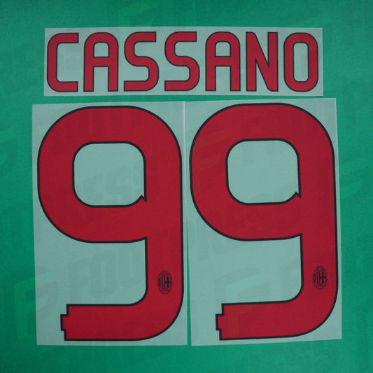 Official Nameset- AC Milan, Cassano, 2010/2011, Away, Red
