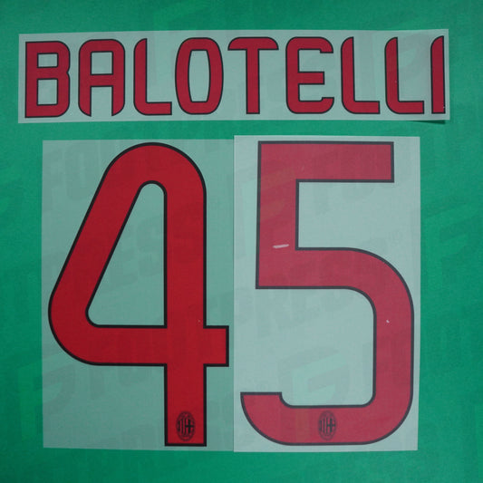 Official Nameset  - Ac Milan,Balotelli,2013/2014,Away,Red,