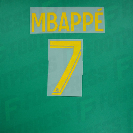 Flocage Officiel - Paris Saint-Germain Enfant, Mbappé, 2022/2023, Fourth JUNIOR, Jaune (PSG)