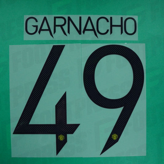 Flocage Officiel - Manchester United, Garnacho, 2022/2023, Away, Noir/Vert