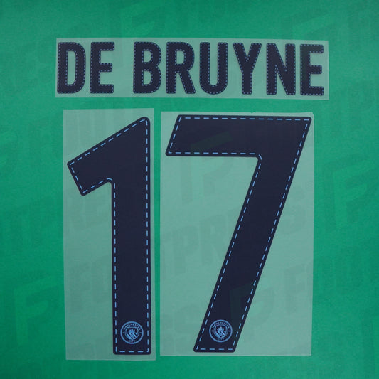 Official Nameset - Manchester City, De Bruyne, 2022/2023, Home Europe, Blue