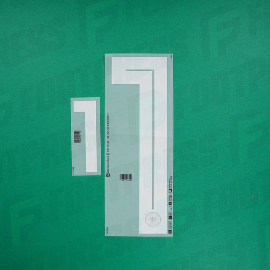 Official Flocking - Adidas, Large Number 1 + Small Number 1, 2018, Away, White