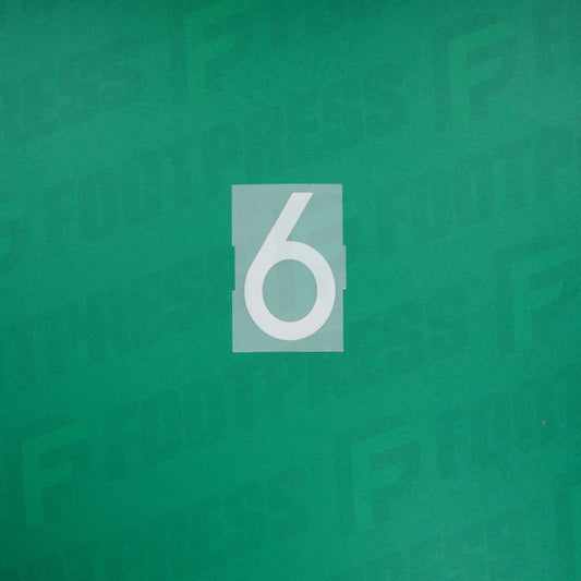 Flocado oficial - Francia 2 estrellas, Número pequeño 6, 2018, Local, Blanco