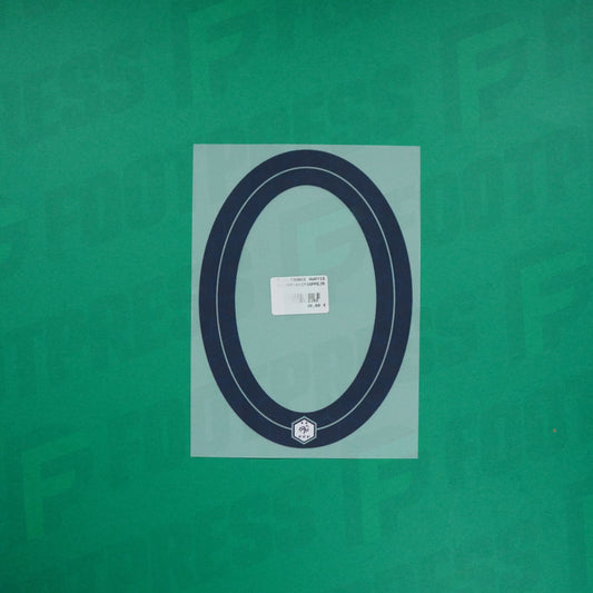 Flocado oficial - Francia 2 estrellas, Número grande 0 Niño, 2018, Visitante, Azul