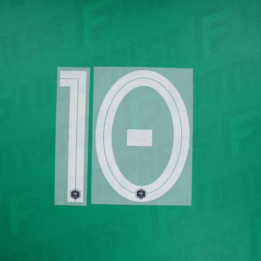 Flocado oficial - Francia 2 estrellas, Número grande 10 Niño, 2018, Casa, Blanco