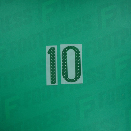 Flocage Officiel - Brésil, Petit Chiffre 10, 2010, Home, Vert