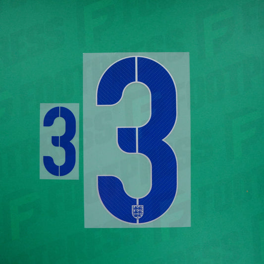 Flocage Officiel - Angleterre, Grand Chiffre 3 + Petit Chiffre 3, 2014, Home, Bleu