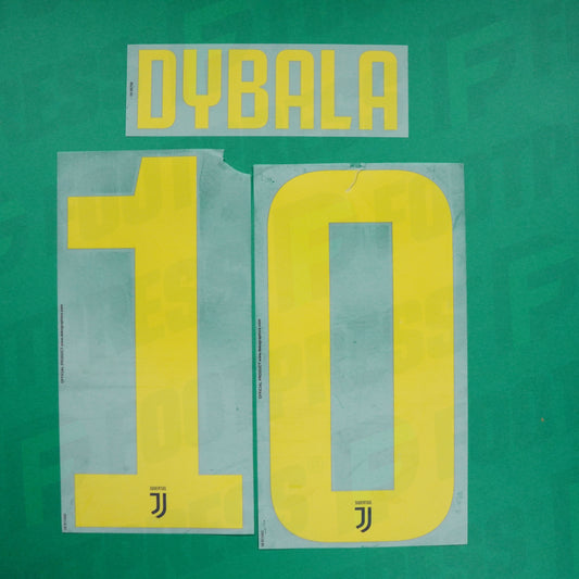 Flocage Officiel - Juventus, "Dybala (Déchirure sur la partie supérieure du chiffre 0, ne devrait pas être visible après application), 2018/2019, Third, Jaune