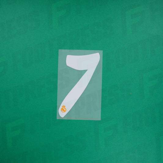 Flocado Oficial - Real Madrid, Número 7 Grande Infantil, 2013/2014, Segunda, Blanco