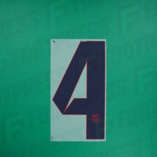 Flocado Oficial - FC Barcelona, ​​Gran Número 4, 2012/2013, Segunda, Azul/Rojo
