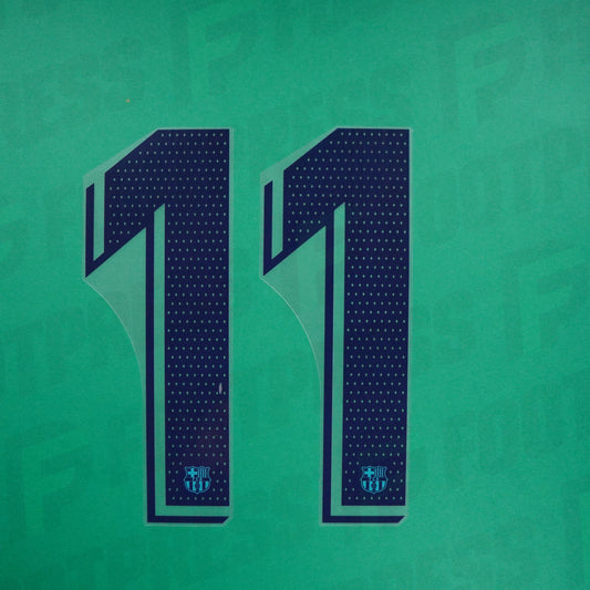 Flocado Oficial - FC Barcelona, ​​Números Grandes 11, 2019/2020, Tercera, Azul