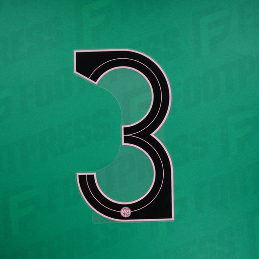 Flocage Officiel - Paris Saint-Germain, Grand Chiffre 3 LDC, 2021/2022, Away LDC, Noir/Rose