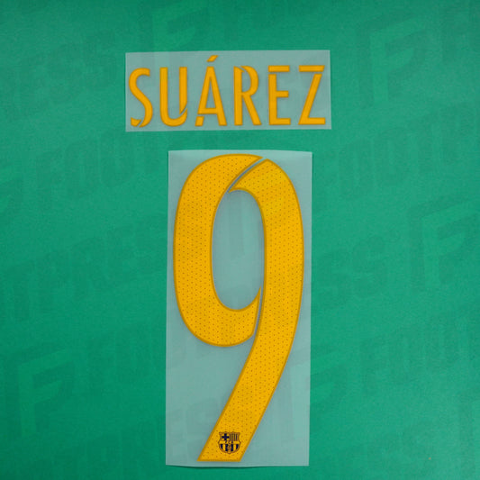 Flocado Oficial - FC Barcelona, ​​Suarez, 2015/2016, Local, Naranja