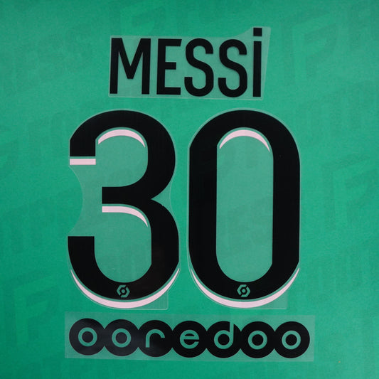 Flocado Oficial - Paris Saint-Germain, Messi, 2021/2022, Visitante, Negro/Rosa (PSG)