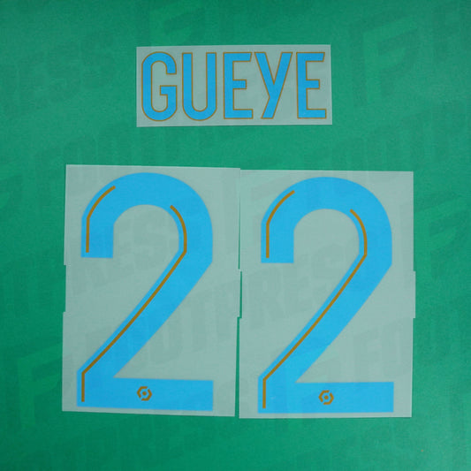 Flocage Officiel - Olympique de Marseille, Gueye, 2021/2022, Home, Bleu clair (OM)