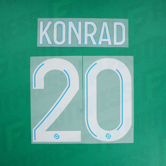 Flocage Officiel - Olympique de Marseille, Konrad, 2022/2023, Away, Blanc (OM)