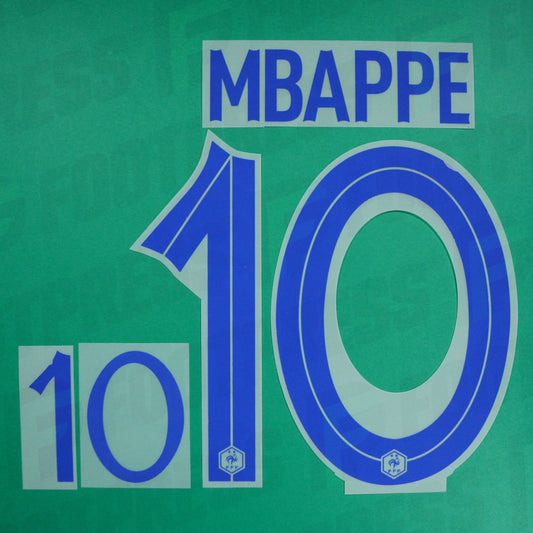 Official Nameset  - France, Mbappé, 2022, Away, Blue