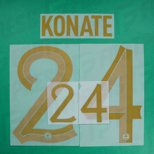 Flocage Officiel - France, Konaté, 2022, Home, Doré