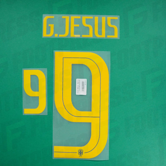 Official Nameset - Brazil, Gabriel Jesus, WC 2018, Away, Yellow,