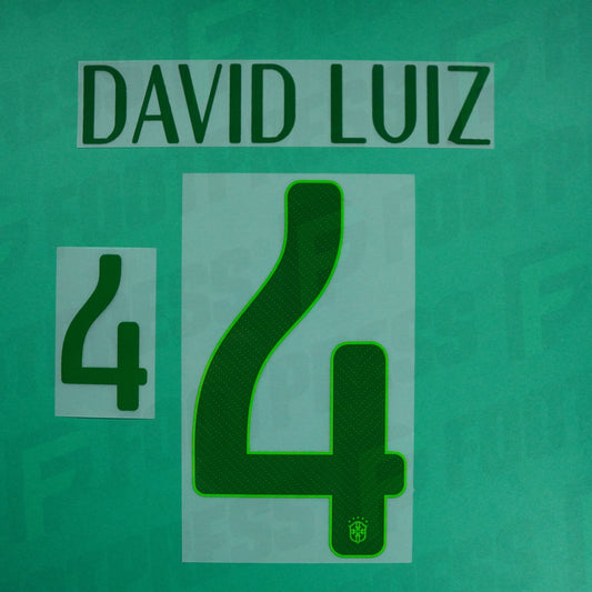 Official Nameset  - Brazil, David Luiz, 2014, Home, Green