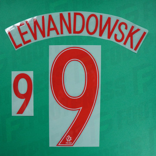 Official Nameset - Poland, Lewandowski, Euro 2016, Home, Red