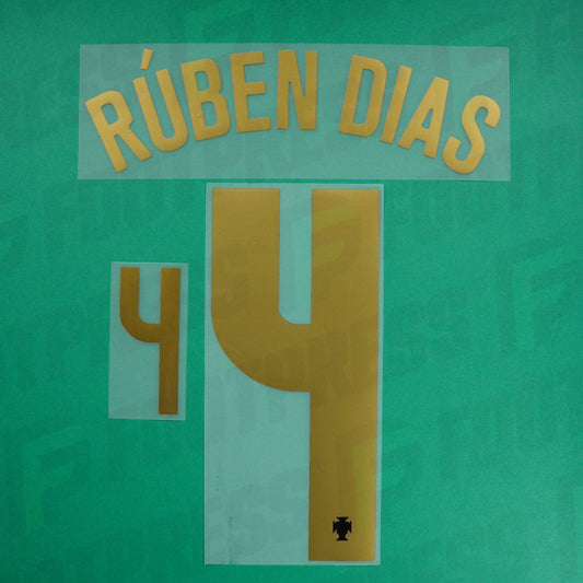 Official Nameset - Portugal , Rúben Dias, 2020, Home, Golden