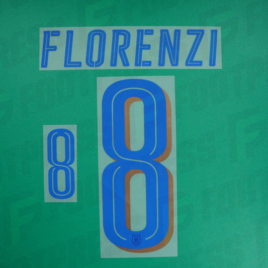 Official Nameset - Italy, Florenzi, Euro 2016, Away, Blue