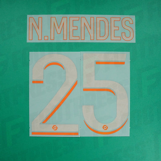 Flocage Officiel - Paris Saint-Germain, Nuno Mendes, 2023/2024, Third, Argenté/Orange