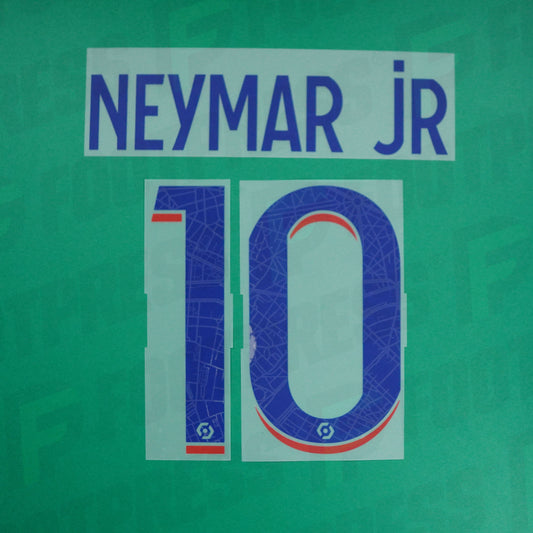 Official Nameset - Paris Saint-Germain, Neymar JR, 2022/2023, Third, Blue / Red (PSG)