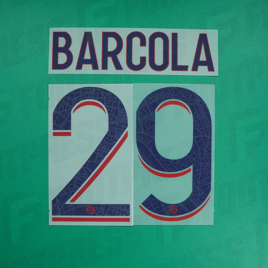 Flocage Officiel - Paris Saint-Germain, Barcola, 2023/2024, Away, Bleu/Rouge