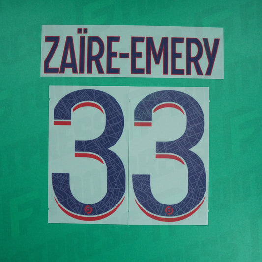 Flocage Officiel - Paris Saint-Germain, Zaïre-Emery, 2023/2024, Away, Bleu/Rouge