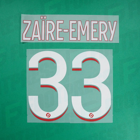 Flocage Officiel - Paris Saint-Germain, Zaïre-Emery, 2023/2024, Home, Blanc/Rouge