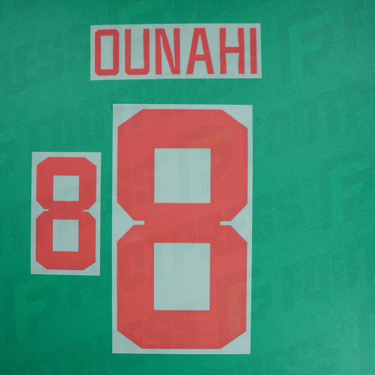 Official Nameset - Morocco, Ounahi, 2022, Away, Red