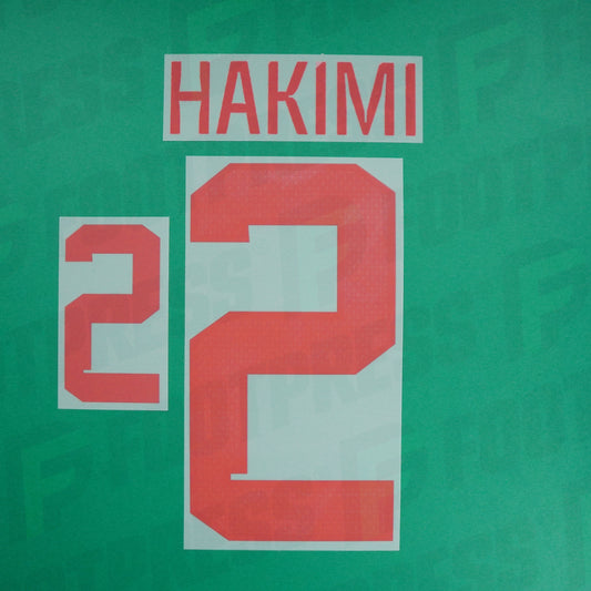 Official Nameset - Morocco, Hakimi, 2022, Away, Red