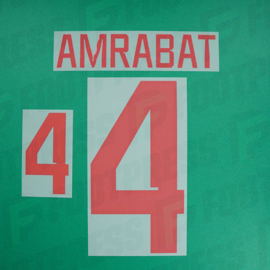 Official Nameset - Morocco, Amrabat, 2022, Away, Red