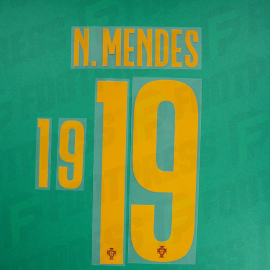 Official Nameset - Portugal, Nuno Mendes, 2022, Home, Orange