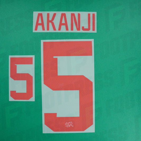 Official Nameset- Switzerland, Akanji, 2022, Away, Red