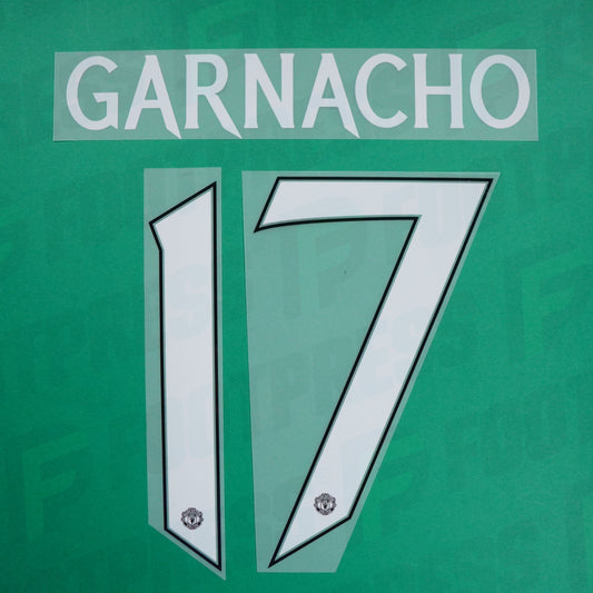 Flocage officiel - Manchester United, Garnacho, 2023/2024, Home Europe, Blanc/Noir