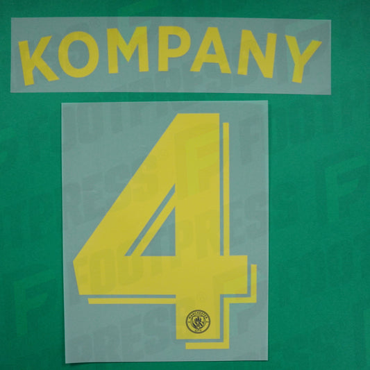 Flocage Officiel - Kompany, Manchester City, 2016/2017, Away LDC, Jaune