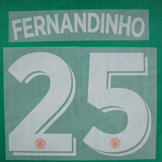 Flocage Officiel - Fernandinho, Manchester City, 2016/2017, Third LDC, Blanc