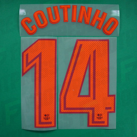 Flocage Officiel - Coutinho, FC Barcelone, 2017/2018, Third, Orange