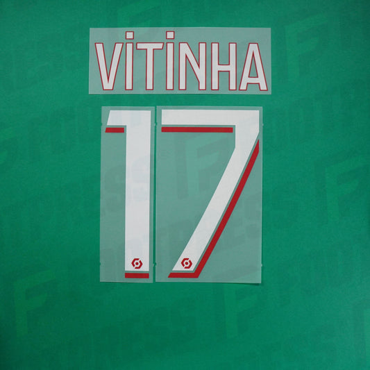 Flocage Officiel - Paris Saint-Germain, Vitinha, 2023/2024, Home, Blanc/Rouge