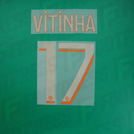 Flocage Officiel - Paris Saint-Germain, Vitinha, 2023/2024, Third, Argenté/Orange