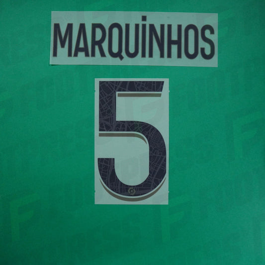 Flocage Officiel - Paris Saint-Germain, Marquinhos, 2023/2024, Fourth, Noir/Vert