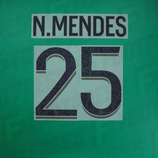 Flocage Officiel - Paris Saint-Germain, Nuno Mendes, 2023/2024, Fourth, Noir/Vert