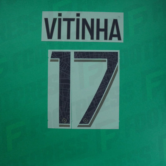 Flocage Officiel - Paris Saint-Germain, Vitinha, 2023/2024, Fourth, Noir/Vert