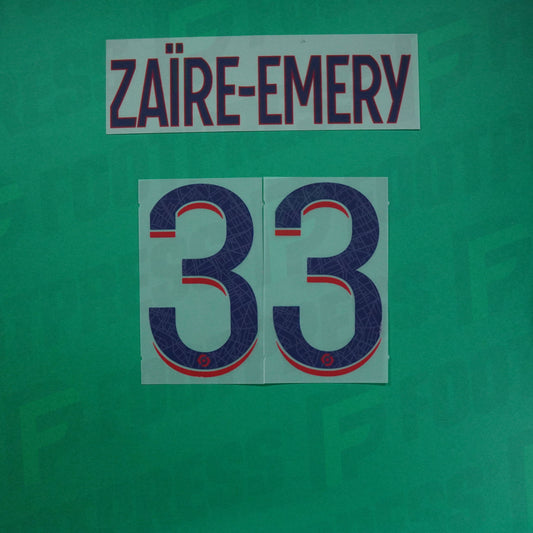 Flocage Officiel - Paris Saint-Germain ENFANT, Zaïre-Emery, 2023/2024, Away Junior, Bleu/Rouge