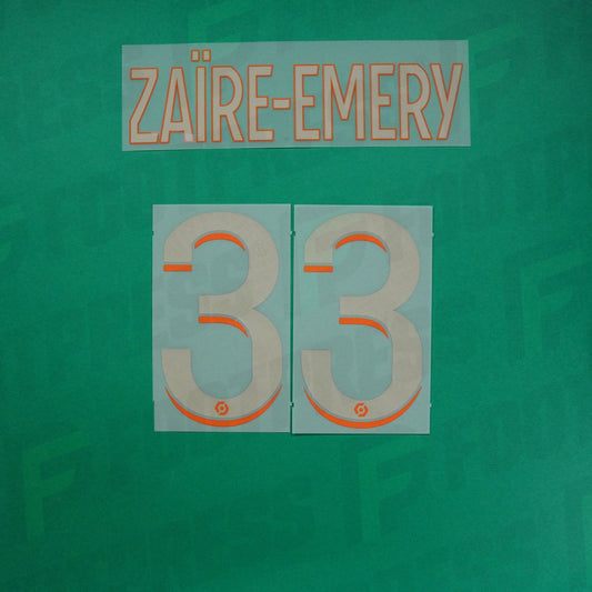 Flocage Officiel - Paris Saint-Germain ENFANT, Zaïre-Emery, 2023/2024, Third Junior, Argenté/Orange