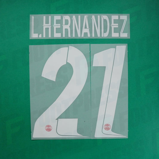 Flocage Officiel - Paris Saint-Germain, Lucas Hernandez, 2023/2024, Home LDC, Blanc/Rouge